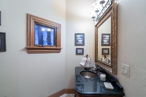 Vanity sink in a powder room.