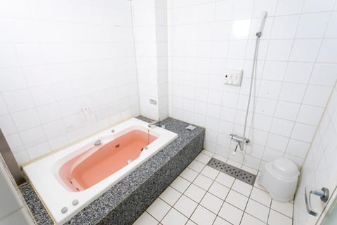 Combined shower/tub, free toiletries, hair dryer, bathrobes