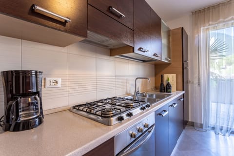 Apartment, 2 Bedrooms, Balcony, Mountain View | Private kitchen | Fridge, microwave, coffee/tea maker, highchair