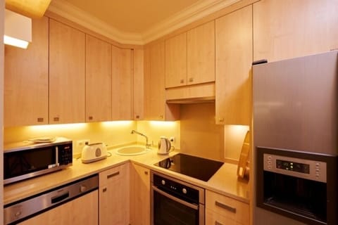 Design Apartment | Private kitchen | Fridge, microwave, oven, stovetop