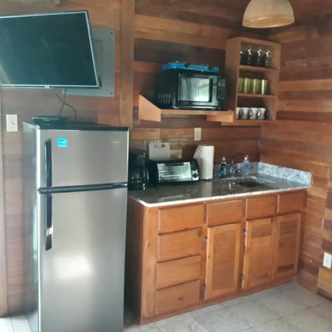Cabin, Kitchenette, Sea View | Private kitchenette | Full-size fridge, microwave, toaster oven, cookware/dishes/utensils