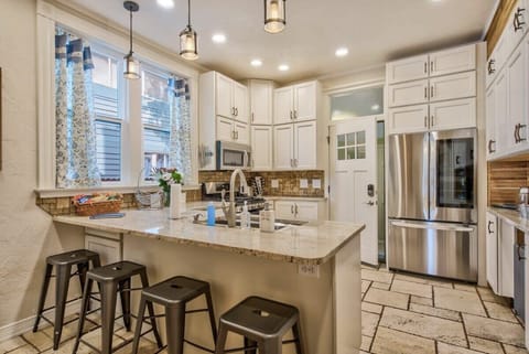 A renovated, luxurious kitchen