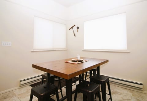 Dining room seating for six.