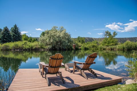 Pondside deck seating