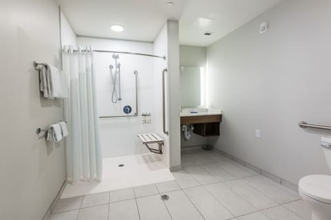 Suite, 2 Queen Beds, Accessible (Communications, Mobil, Roll-In Shower) | Bathroom | Free toiletries, hair dryer, soap, shampoo