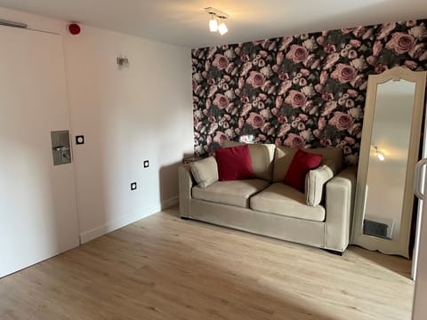 Individually decorated, desk, laptop workspace, iron/ironing board