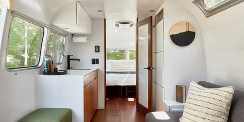 Premium Airstream | Premium bedding, in-room safe, individually decorated