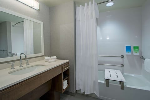 Studio, 1 King Bed, Accessible, Bathtub (Mobility & Hearing) | Bathroom | Hydromassage showerhead, free toiletries, hair dryer, towels