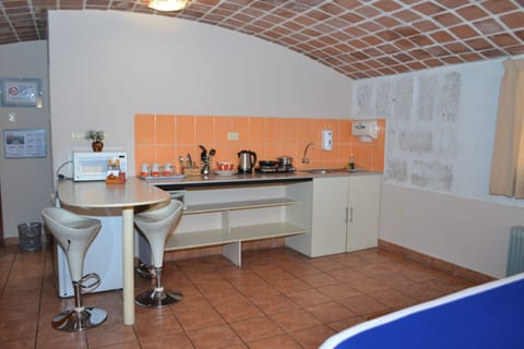 Mini Apartment 1 Bedroom, Kitchenette, Courtyard View | Private kitchen | Fridge, electric kettle