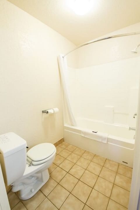 Combined shower/tub, free toiletries, hair dryer, towels