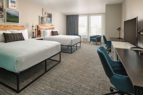 Suite, 2 Queen Beds, Multiple View, Corner (Corner Jr. Suite with 2 Queen Beds) | Premium bedding, memory foam beds, desk, laptop workspace