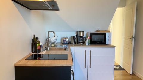 Business Apartment, 2 Bedrooms, Kitchen, Sea View | Private kitchen | Mini-fridge, microwave, oven, stovetop