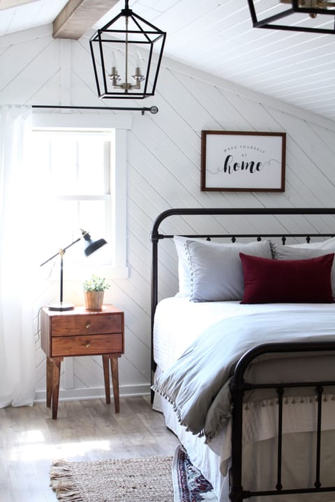 Open loft area of Bedroom #1. Queen bed which has a latex/memory foam mattress