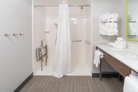 Suite, 1 King Bed, Accessible, Non Smoking (Mobility & Hearing, Roll-in Shower) | Bathroom shower