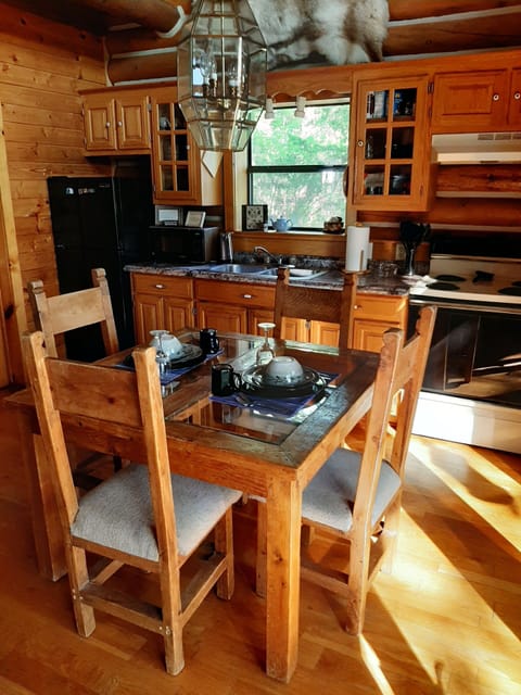 Deer Clan Cabin | Private kitchen | Microwave, coffee/tea maker, ice maker, paper towels