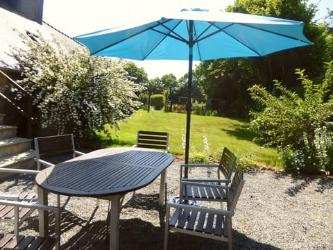 view from Adele's sun trap patio looking up the private garden