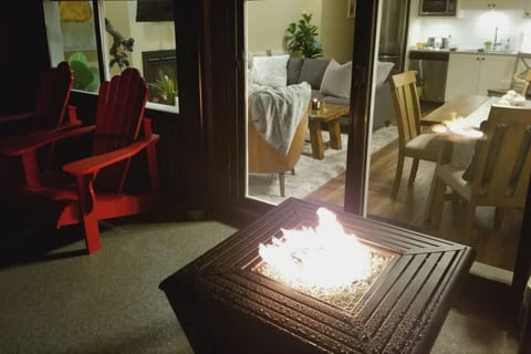 night time view of the fire table