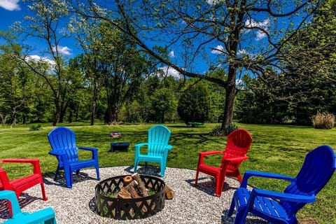 Fire Pit, Corn Hole Boards, Tree Swing