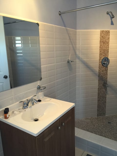 Superior Apartment, 1 Bedroom, Kitchen, Ocean View | Bathroom | Shower, towels, soap, shampoo