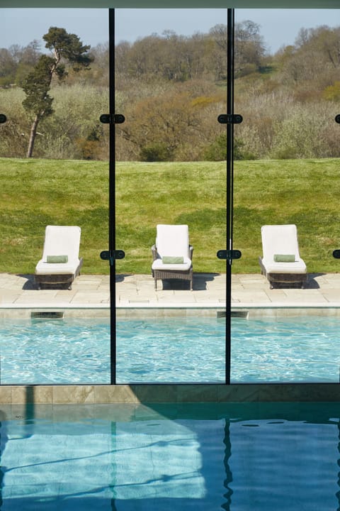 Indoor pool, outdoor pool, sun loungers