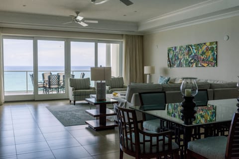 Luxury 3 Bedroom Home, Oceanview | Living room | 55-inch LED TV with cable channels, TV, DVD player