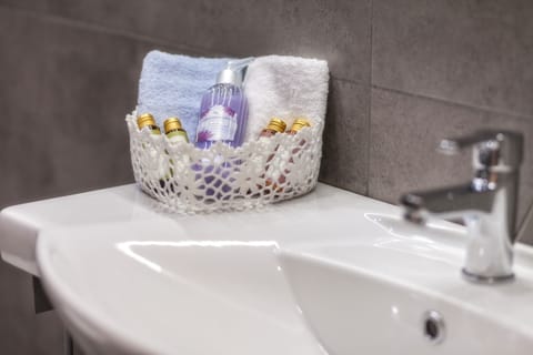 Comfort Apartment | Bathroom amenities | Shower, rainfall showerhead, hair dryer, bathrobes