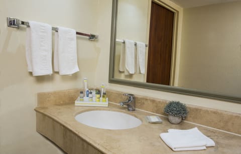 Shower, rainfall showerhead, eco-friendly toiletries, hair dryer