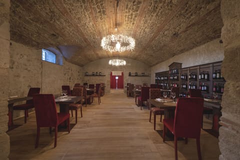 Dinner served, Italian cuisine, garden views 