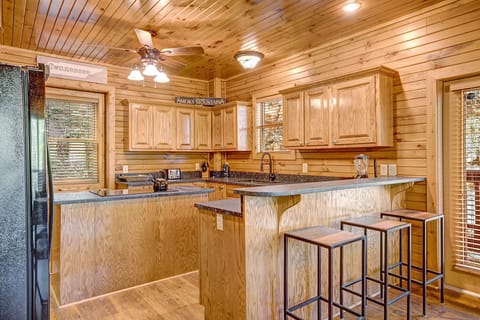 bar-top seating in kitchen