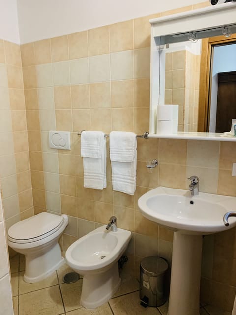 Shower, free toiletries, hair dryer, bidet