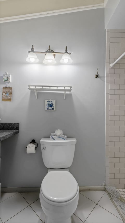 Lower Studio Oceanfront  | Bathroom | Shower, hair dryer, towels