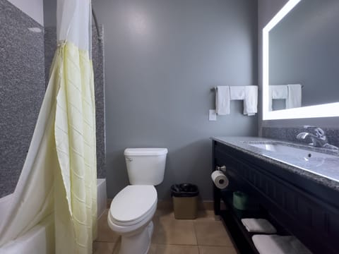 Standard Room, 1 King Bed, Non Smoking | Bathroom | Combined shower/tub, free toiletries, hair dryer, bathrobes