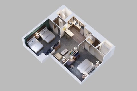 Suite, 2 Bedrooms (with 1 King and 2 Queen Beds) | Hypo-allergenic bedding, in-room safe, desk, laptop workspace