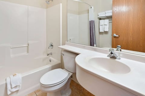 Combined shower/tub, free toiletries, hair dryer, towels