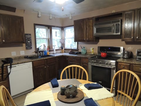 Fully stocked kitchen with all appiances and utensiles needed for any occasion.