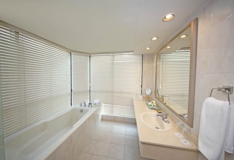 Suite | Bathroom | Free toiletries, hair dryer, bathrobes, towels