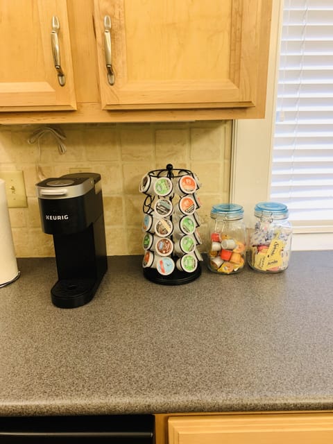Coffee pot and Keurig available! Coffee, filters, K-cups, Sugar/subs, creamer