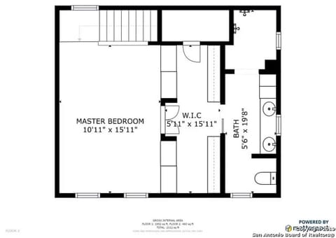 Upstairs floor plan of Aermotor Loft