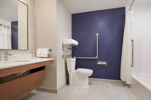 Room, 2 Queen Beds | Bathroom | Hair dryer, towels, soap, shampoo