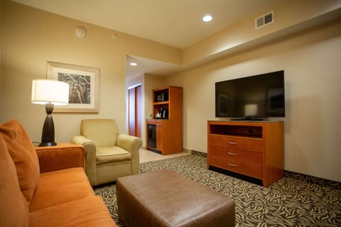 Junior Suite, 1 King Bed, Non Smoking | Living area | 55-inch flat-screen TV with cable channels, TV