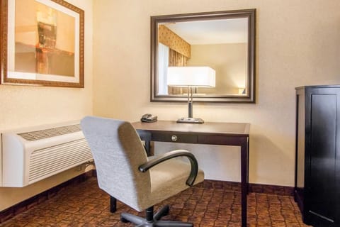 Premium bedding, desk, blackout drapes, iron/ironing board