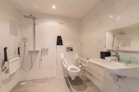 Standard Room, 1 Queen Bed, Accessible | Bathroom | Shower, eco-friendly toiletries, hair dryer, bathrobes