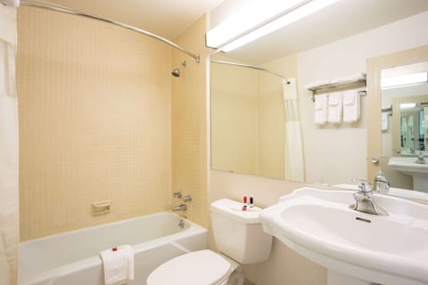 Room, 1 King Bed, Non Smoking | Bathroom | Combined shower/tub, hydromassage showerhead, free toiletries