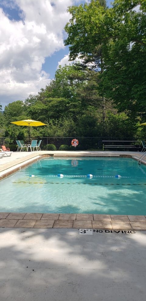 Seasonal outdoor pool, open 10:00 AM to 8:00 PM, pool umbrellas