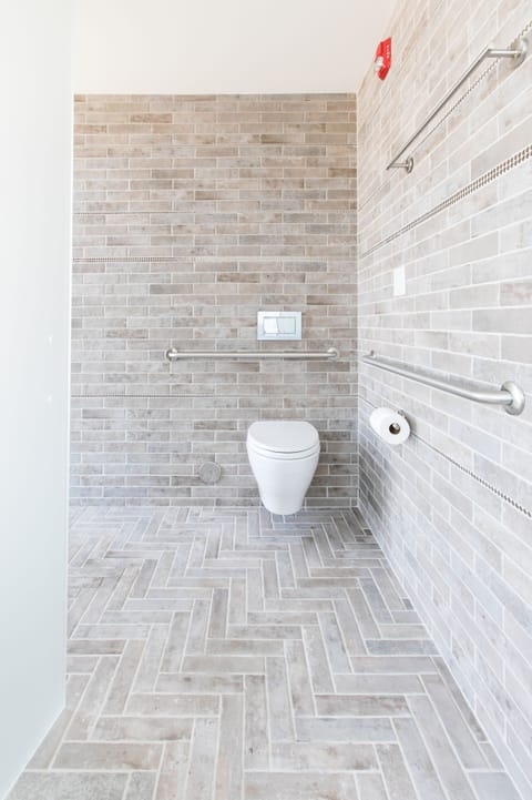 Changes ADA Compliant | Bathroom | Shower, rainfall showerhead, designer toiletries, hair dryer