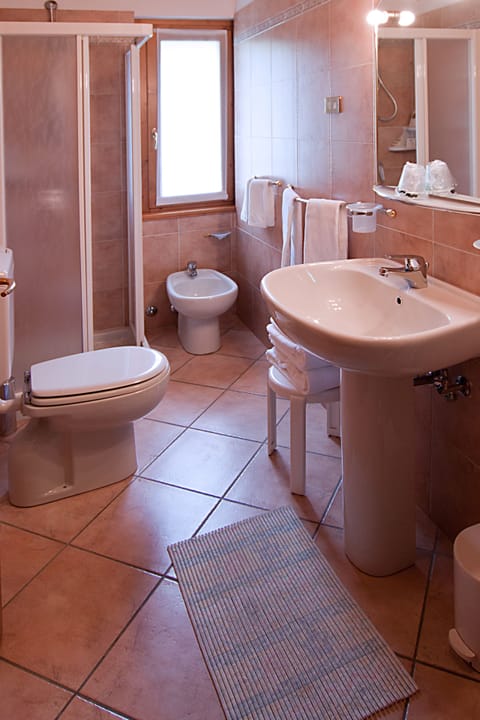 Shower, free toiletries, hair dryer, bathrobes