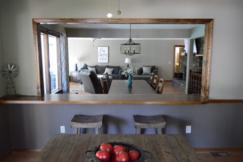 Kitchen table seats 4 plus 2 at counter