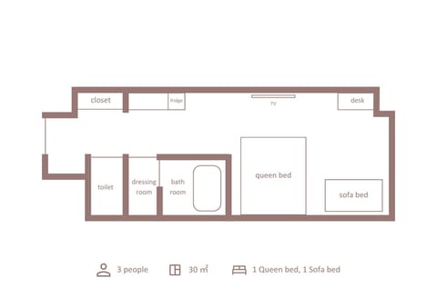 Comfort Twin Room, 1 Queen Bed with Sofa bed, Non Smoking, Refrigerator | Floor plan