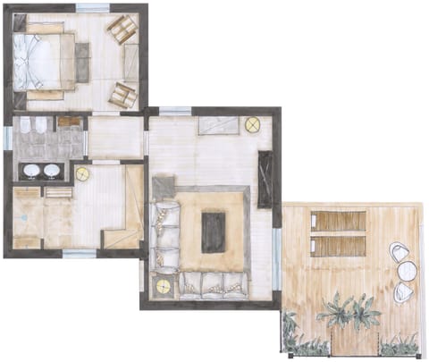 Design Suite, 1 King Bed, Mountain View, Sea Facing | Floor plan