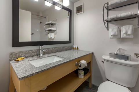 Suite, 1 King Bed, Non Smoking, Jetted Tub | Bathroom | Combined shower/tub, eco-friendly toiletries, hair dryer, towels